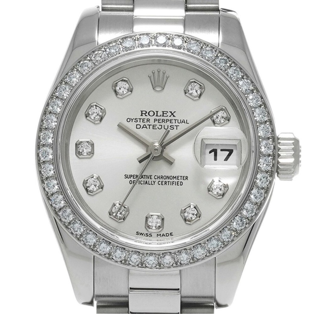 ROLEX Ladies Oyster Perpetual Datejust w Diamond Numbers AND REAL Diamond Bezel